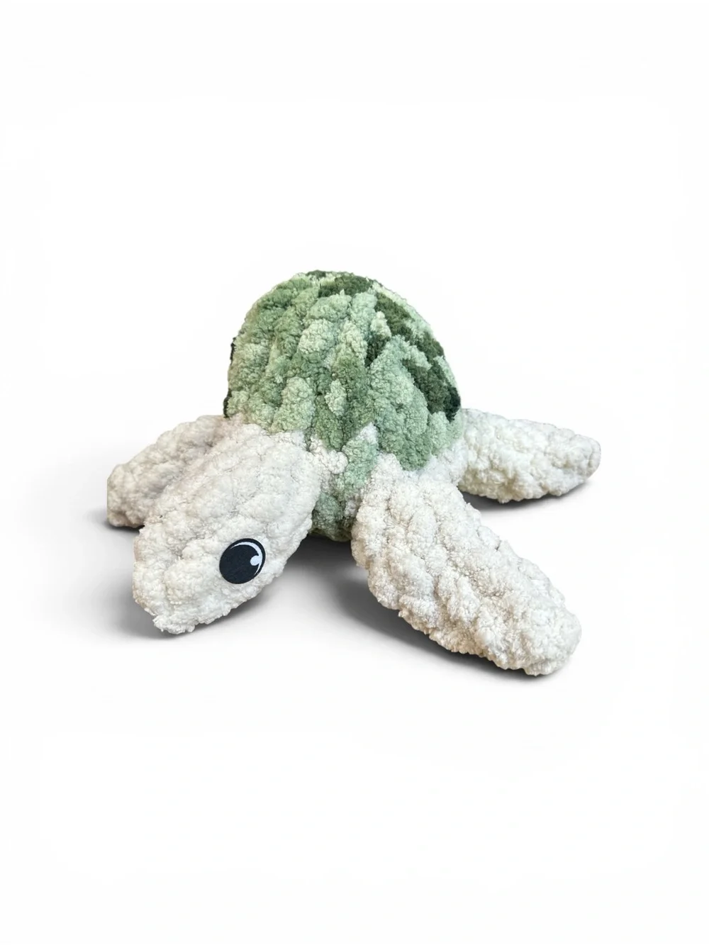 Handmade Crocheted Sea Turtle Plush – Green & Cream
